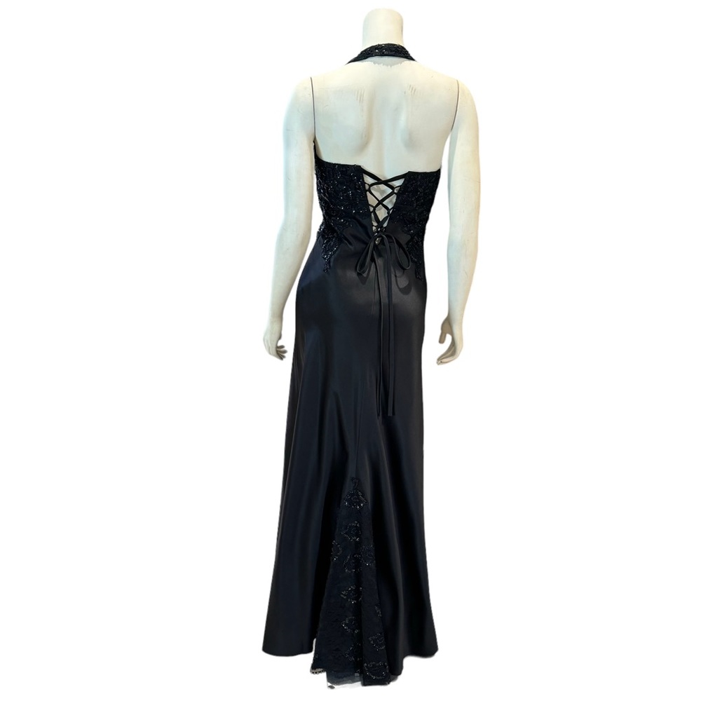 Vintage Beaded and Sequined Satin Halter Corset Gown - Picture 7 of 13